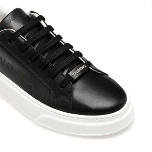VALENTINO Lace Up Sneaker in black hide and laser detail