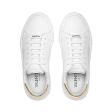 Load image into Gallery viewer, VALENTINO Lace Up Sneaker in white hide and golden inlay