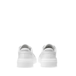 VALENTINO Sneaker Lace Up in white hide and laser logo detail