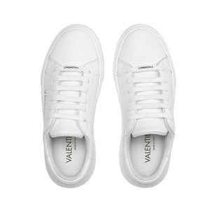 VALENTINO Sneaker Lace Up in white hide and laser logo detail