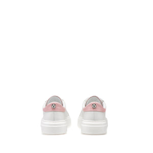 VALENTINO Sneakers lace-up in white and pink calf