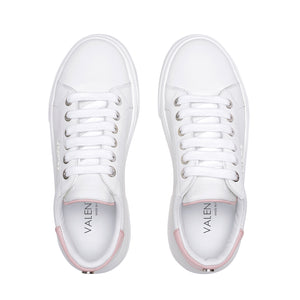 VALENTINO Sneakers lace-up in white and pink calf