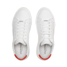 Load image into Gallery viewer, VALENTINO Lace Up Sneaker in white hide and red insert