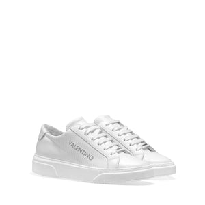 VALENTINO Lace-Up Sneaker in white hide and white insert