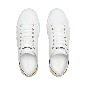 VALENTINO Sneakers Lace-Up in gold and white calf