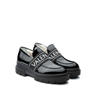 VALENTINO Chunky mocassins in black patent leather and rubber sole