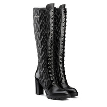 Load image into Gallery viewer, VALENTINO Lace-Up Boots in faux leather matelassé and high heel